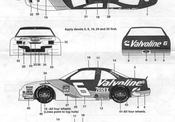 Ford Thunderbird Stock Car (1995) (Форд Сандерберд Сток Кар (1995)) - чертежи (рисунки) автомобиля